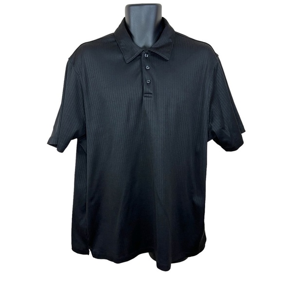 XL Perry Ellis Black Polo Shirt Short Sleeve Pullover Stretch Athletic Active - Picture 1 of 8